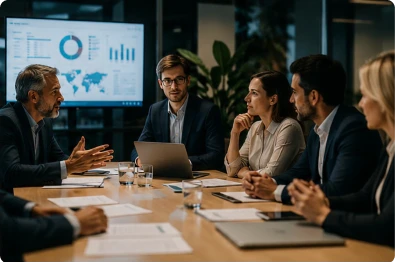 Especialistas compartiendo conocimientos y perspectivas en un panel de expertos para investigación de mercado